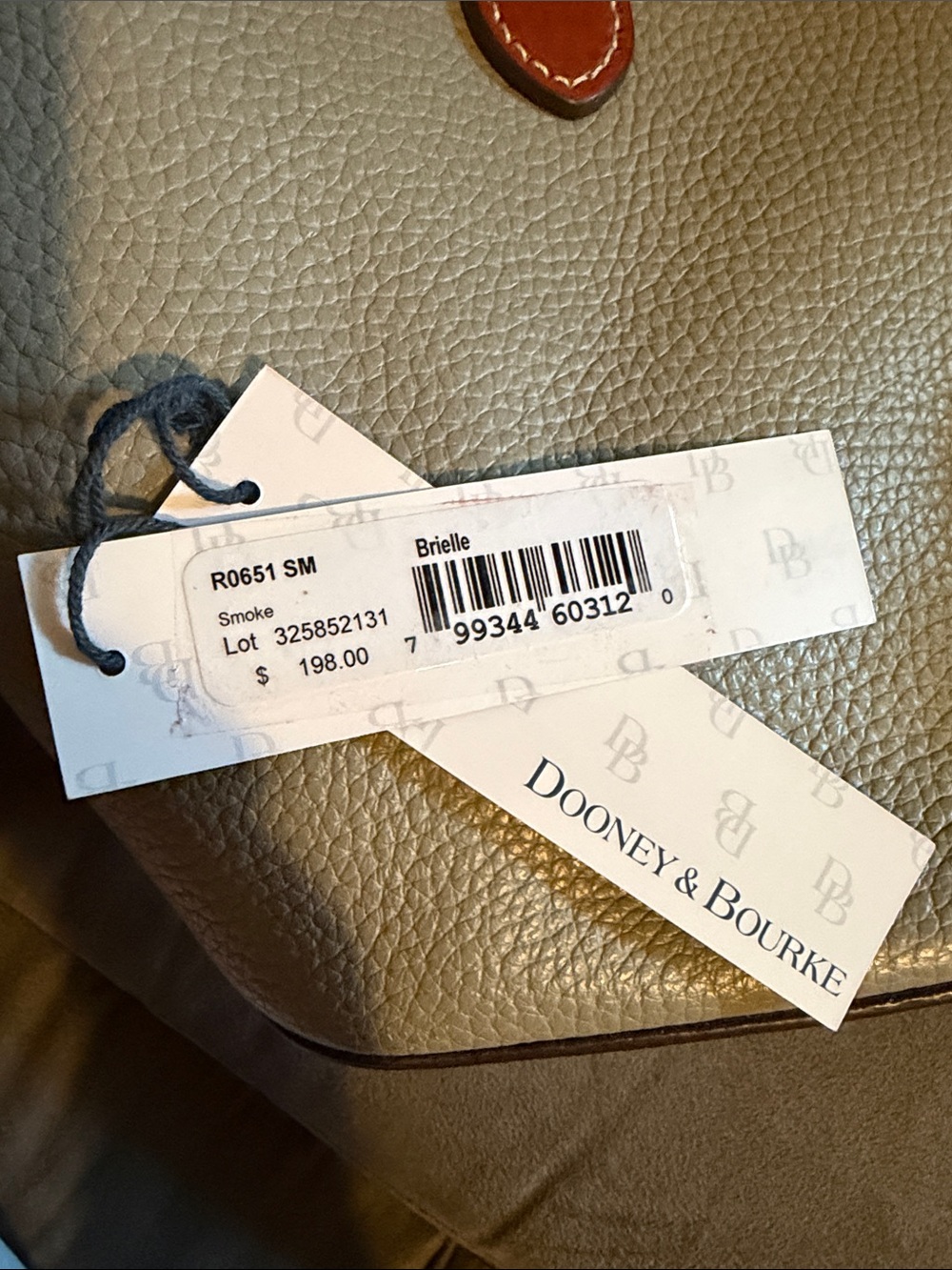 Dooney & Bourke Smoke Gray Pebbled Leather Brielle crossbody satchel - Picture 8 of 8
